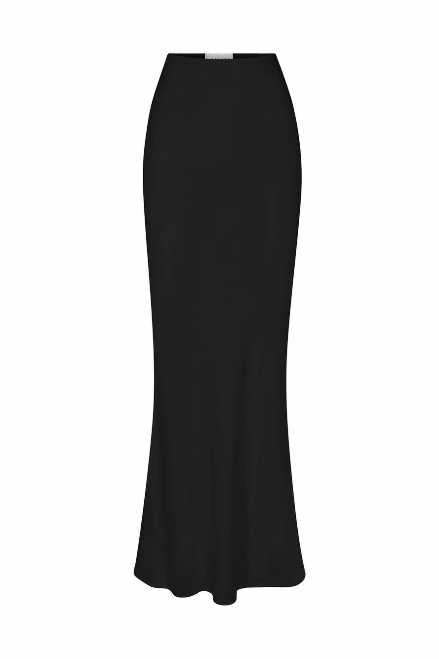NEW ANEMOS women's bias cut maxi skirt in black
